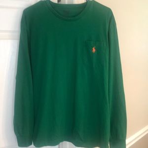 Long sleeve green polo